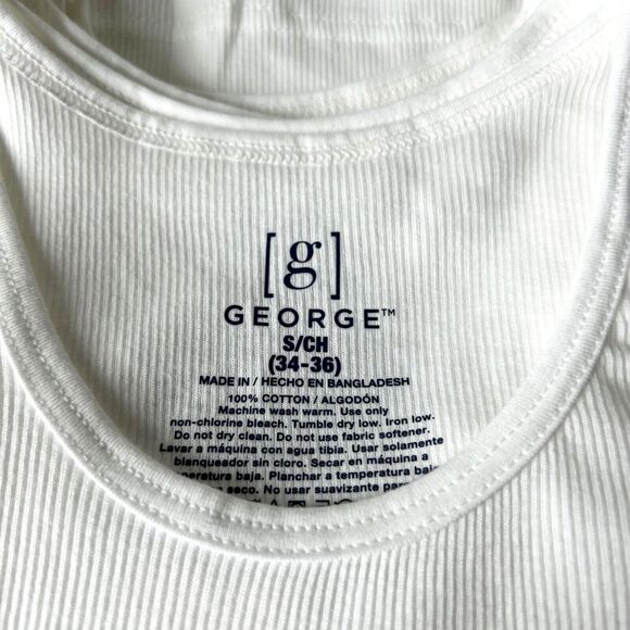 George A-Shirt T-Shirts 6-Pack White Cotton Tank Undershirts - Men's S/CH 34-36 - Picture 2 of 5